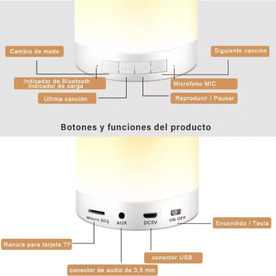 Imagen de Lampara Con Luces Led, Parlante Bluetooth, Radio Fm