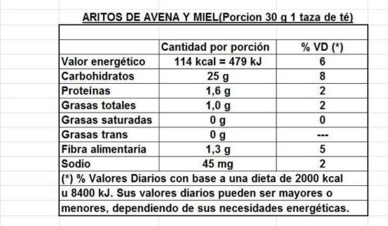 Imagen de Aros avena y miel 500 g