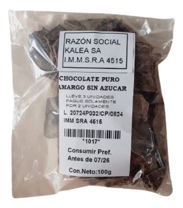 Mostrar detalles de Chocolate puro amargo sin azúcar 100 g Imagen de Chocolate puro amargo sin azúcar 100 g