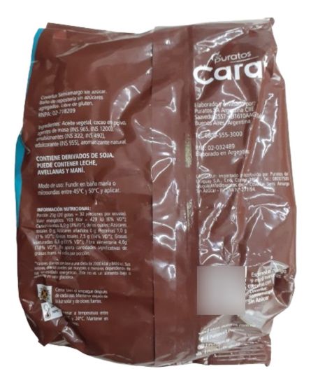 Imagen de Chocolate 50  sin azucar con edulcorante 800 g carat