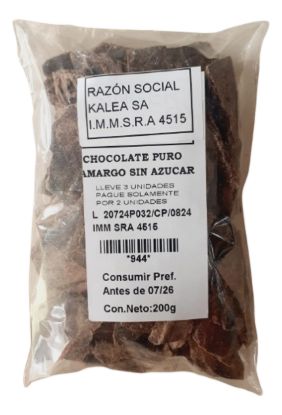 Mostrar detalles de Chocolate puro amargo sin azucar 200 gr Imagen de Chocolate puro amargo sin azucar 200 gr