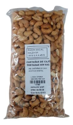 Imagen de Castañas de caju enteras  tostadas sin sal 5 kg