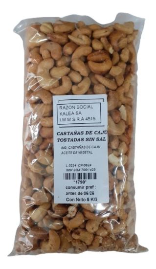 Imagen de Castañas de caju enteras  tostadas sin sal 5 kg