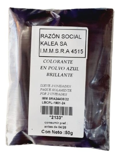 Imagen de Colorante en polvo azul brillante 50 g