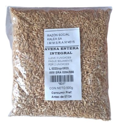 Imagen de Avena integral pelada- grano- entera  500  gr