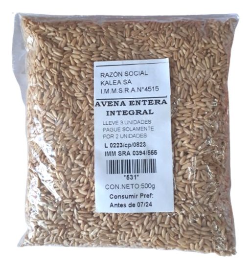 Imagen de Avena integral pelada- grano- entera  500  gr