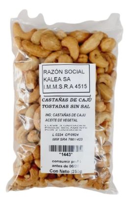 Imagen de Castañas caju enteras tostadas sin sal  250g