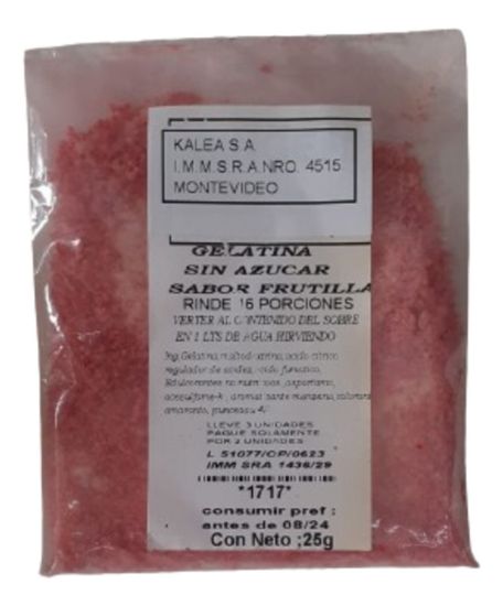 Imagen de Gelatina de frutilla sin azucar 16 porc. 25 gr