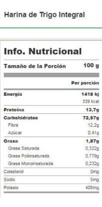 Mostrar detalles de Harina integral fina 500 gr Imagen de Harina integral fina 500 gr