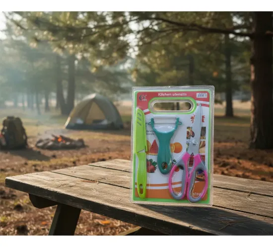 Imagen de Set cocina:tabla,cuchillo, pelapapa,y tijera.