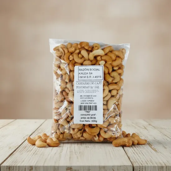 Imagen de Castañas de caju tostadas enteras  sin sal  500 gr