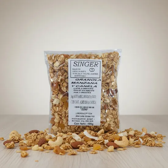 Imagen de Granolamanz. y can ,avena, miel,pasas,manzana,almendras,coco,c.cajú,canela 100 gr