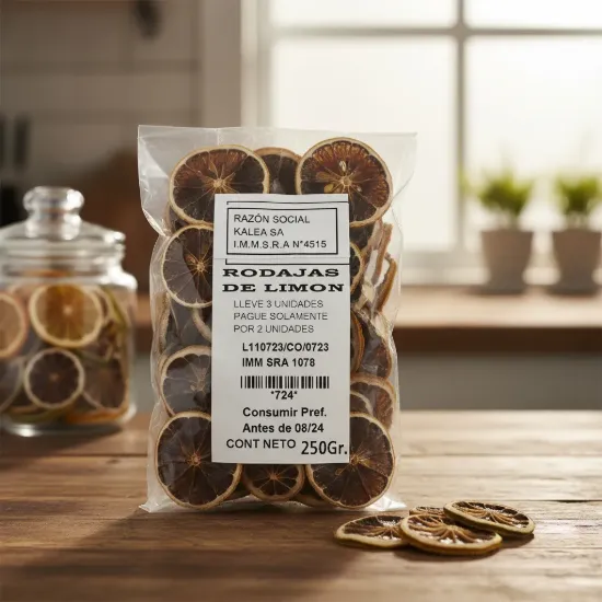 Imagen de RODAJAS DE LIMON DESHIDRATADAS 250 G