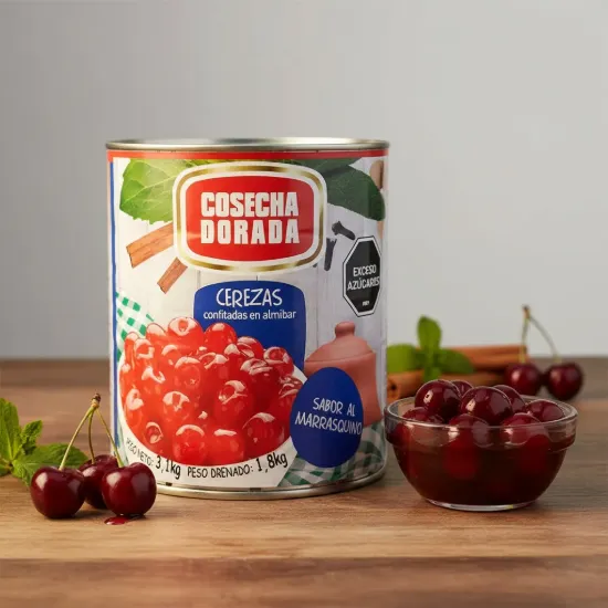 Imagen de Cerezas al marraschino peso neto 3.1 kg- peso drenado  1.8 kg