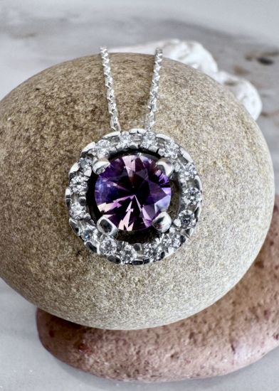 Imagen de Collar en Plata 925 con Dije de Ametrino y Circonias