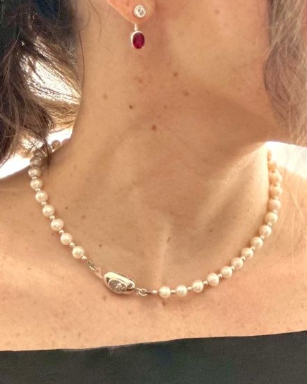 Imagen de Collar Gargantilla de Perlas de Río en Plata 925