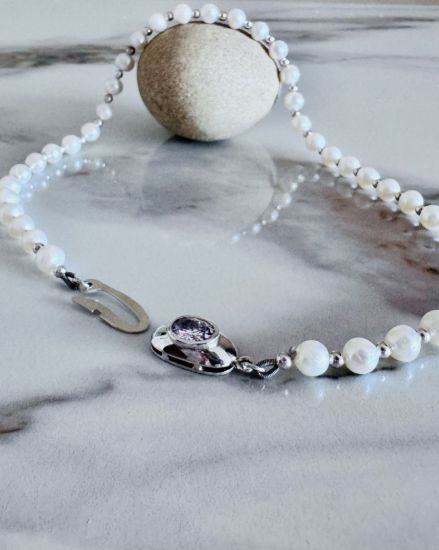 Imagen de Collar Gargantilla de Perlas de Río en Plata 925