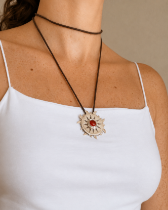 Imagen de Collar Sol – Plata 925 y Cornalina